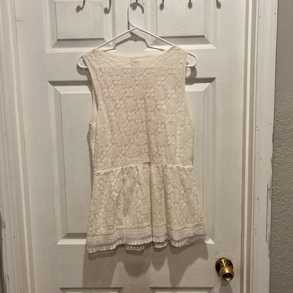 Anthropologie One September Large Lined Lace Embroidered Tank Top White Orange - Picture 4 of 7